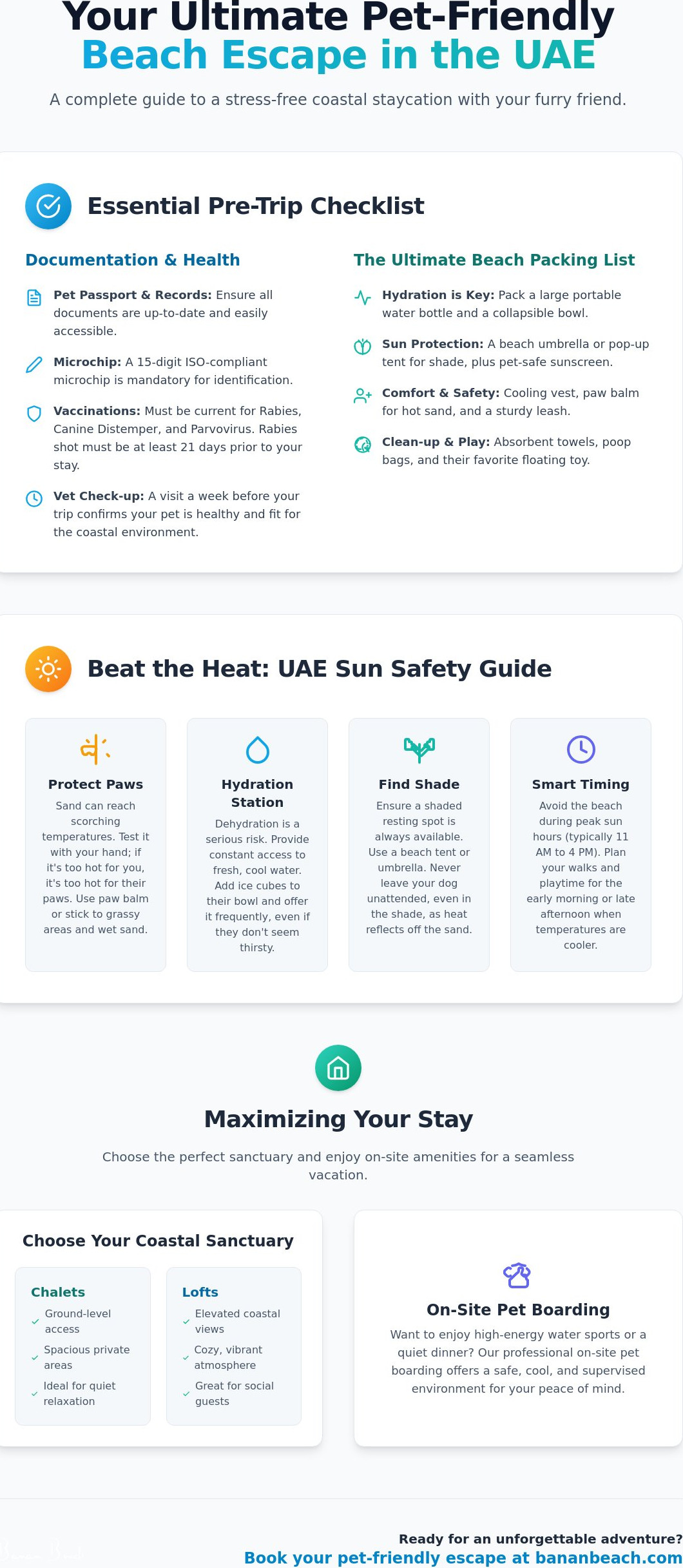 Infographic for Can You Bring Your Dog to a Beach Resort in the UAE? Your 2026 FAQ Guide